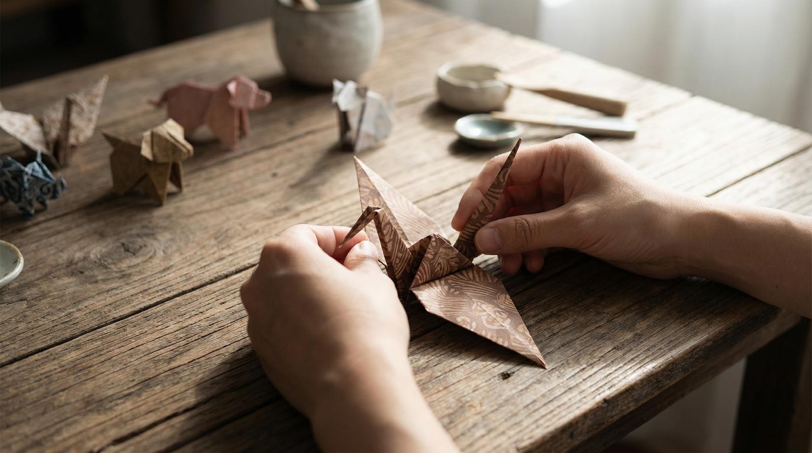 蘑菇视频纸艺折叠：手工视频演示场景